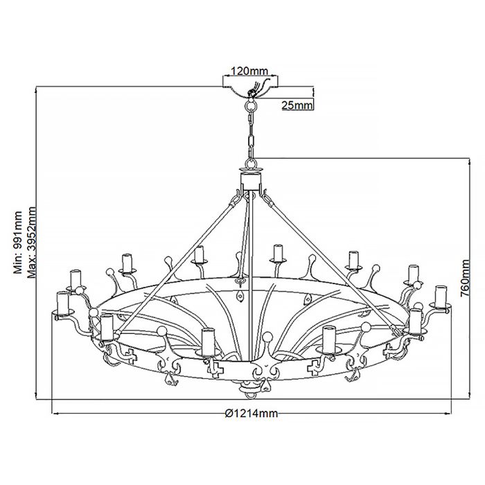 Windsor 12 Light Chandelier - Graphite