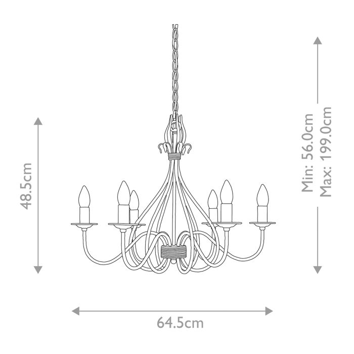 Windermere 6 Light Chandelier - Rust / Gold