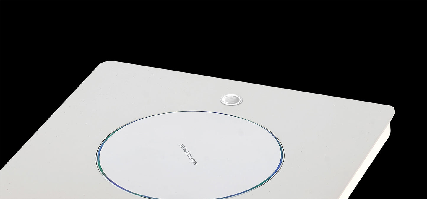 Zanzibar Table Lamp With Mobile Phone Induction Charger, 6W LED, 3000K, 450lm, Sand White, 3yrs Warranty by Mantra