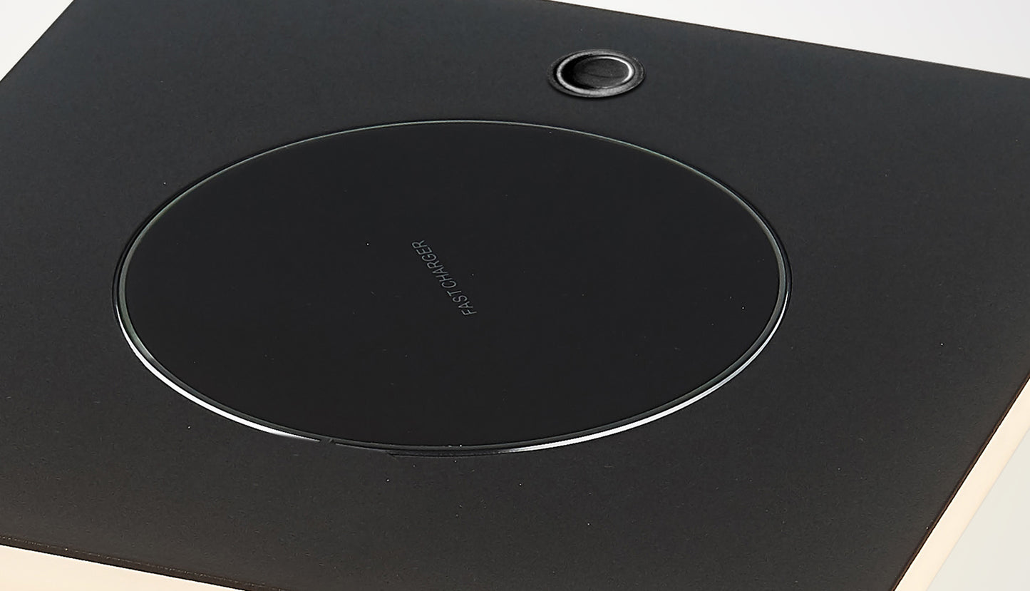 Zanzibar Table Lamp With Mobile Phone Induction Charger, 6W LED, 3000K, 450lm, Sand Black, 3yrs Warranty by Mantra