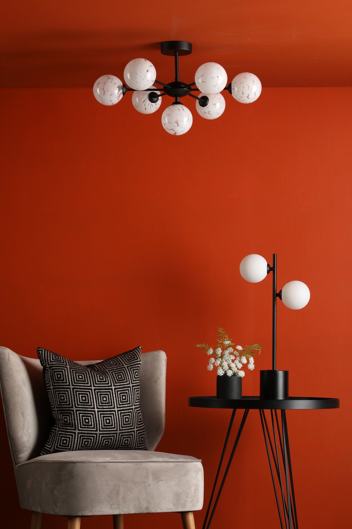 Spiral 2 Light Table Lamp Matt Black Opal Glass