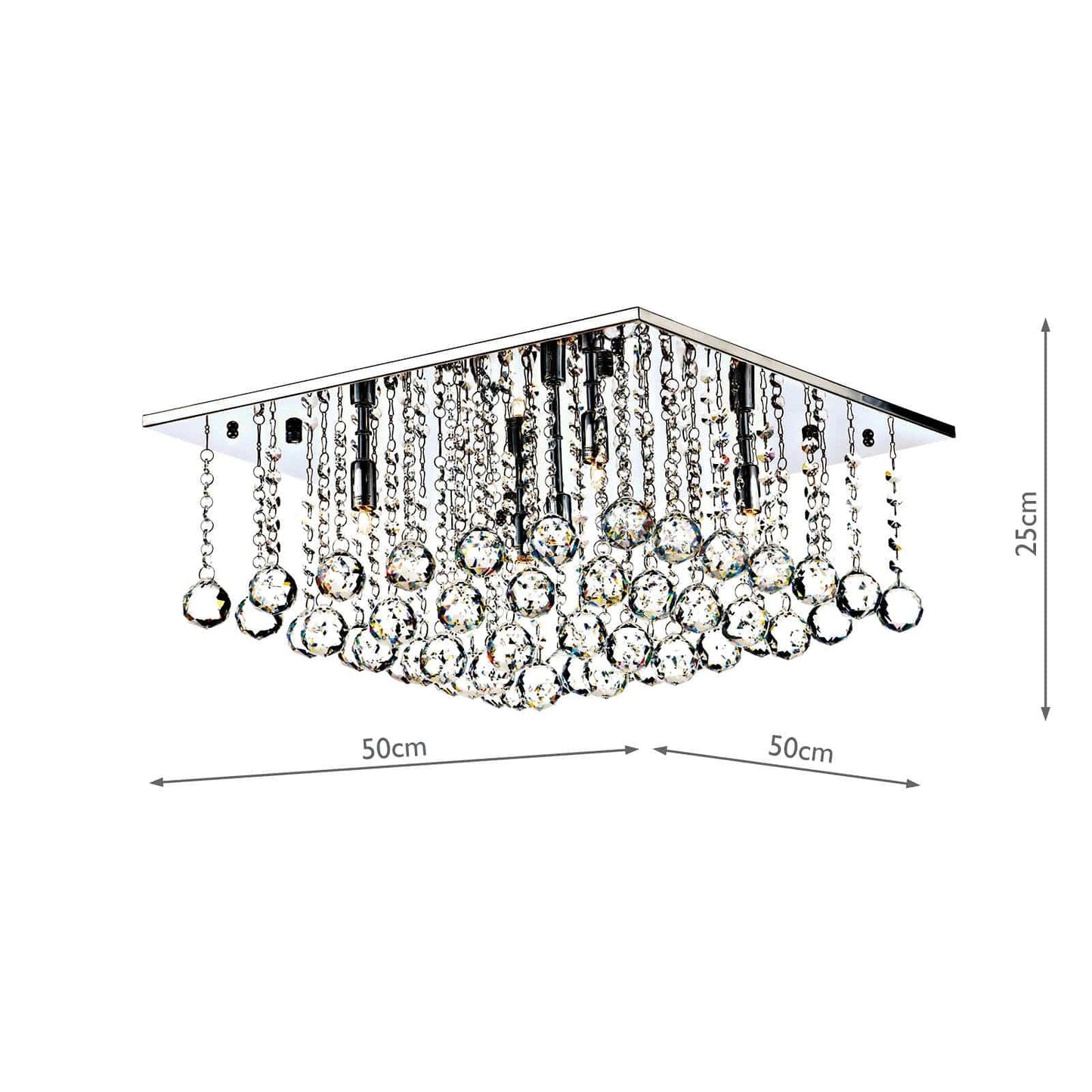 dar lighting Abacus 5 Light Flush Polished Chrome Crystal ABA5050