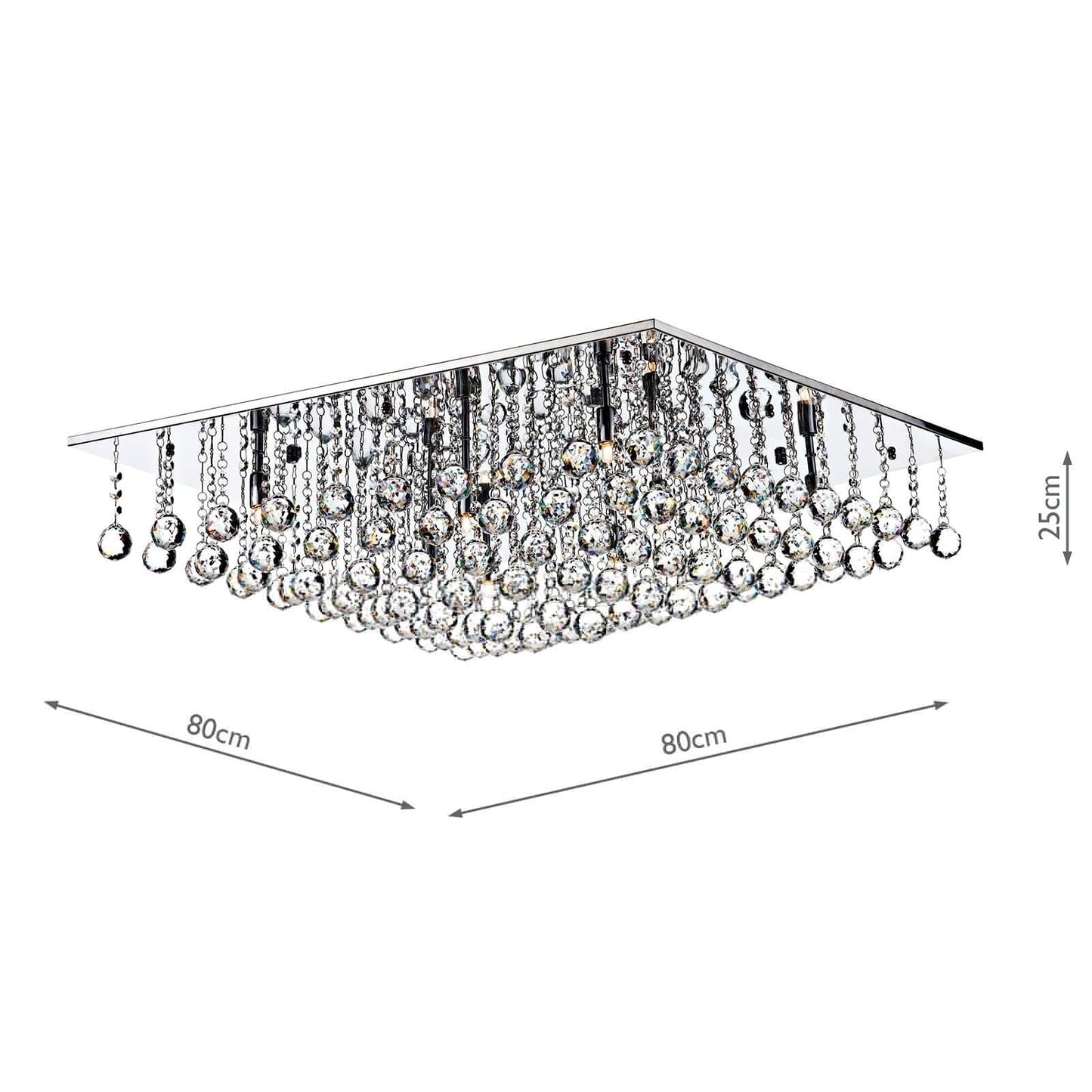 dar lighting Abacus 8 Light Flush Polished Chrome Crystal ABA4750