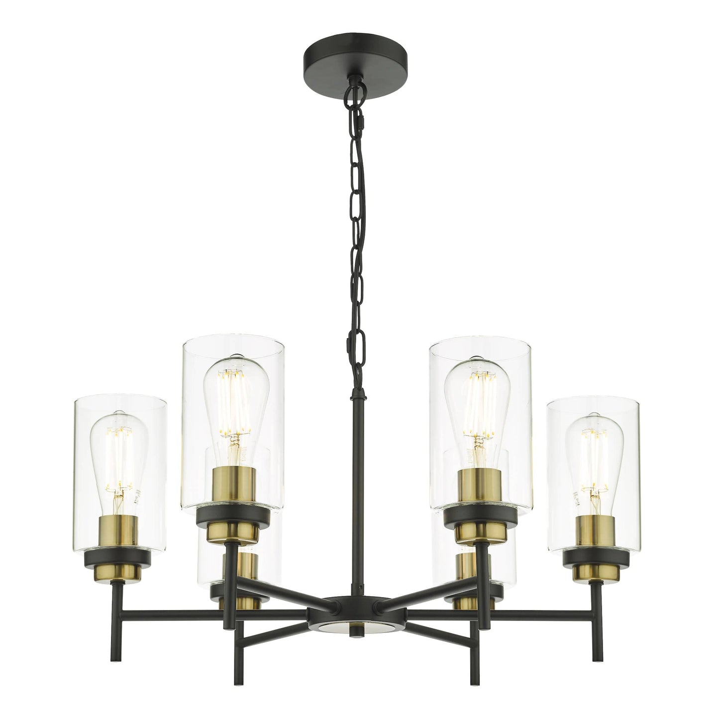 dar lighting Abel 6 Light Pendant Satin Black Glass ABE0654
