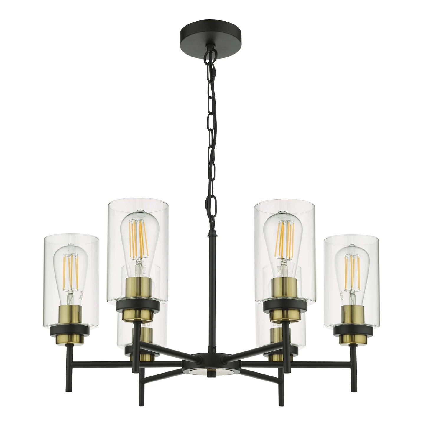 dar lighting Abel 6 Light Pendant Satin Black Glass ABE0654