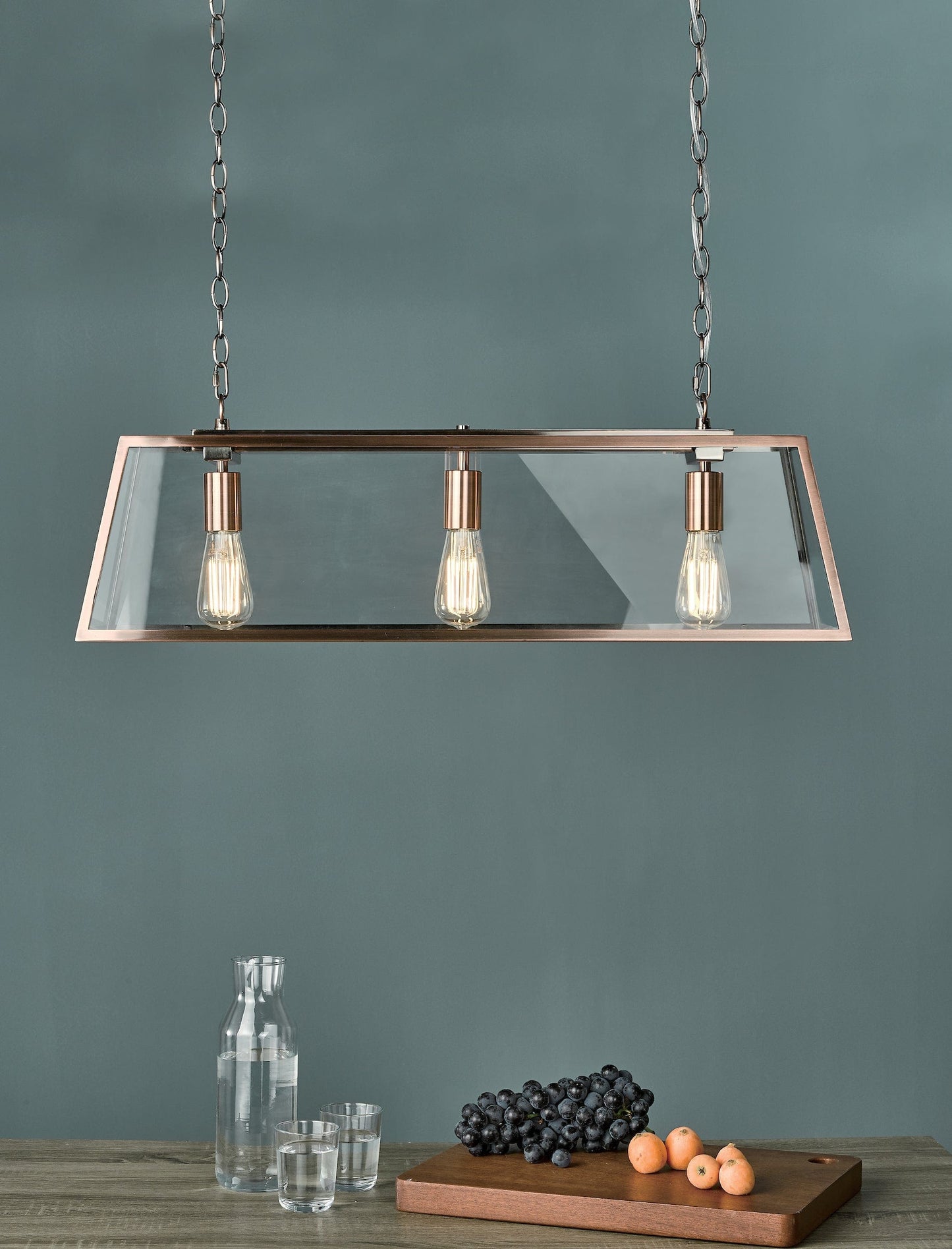 dar lighting Academy 3 Light Bar Pendant Antique Copper ACA0364