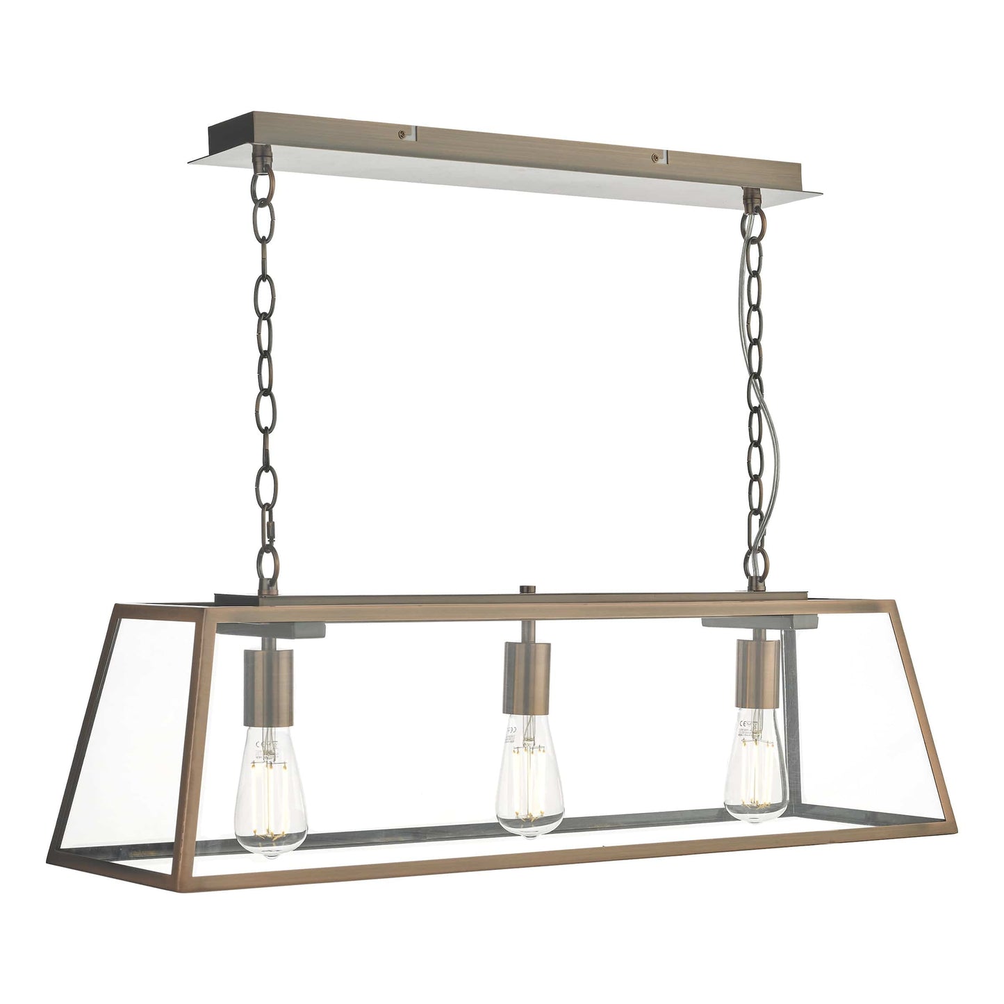 dar lighting Academy 3 Light Bar Pendant Antique Copper ACA0364