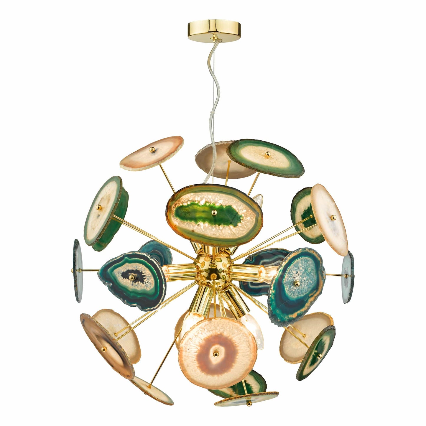 dar lighting Achates 9 Light Pendant Agate & Gold ACH1355