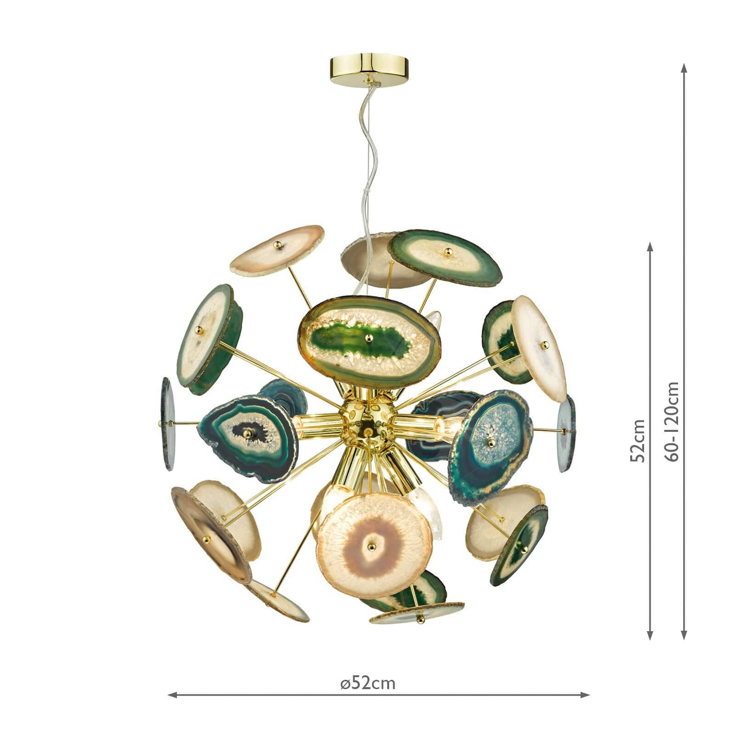 dar lighting Achates 9 Light Pendant Agate & Gold ACH1355