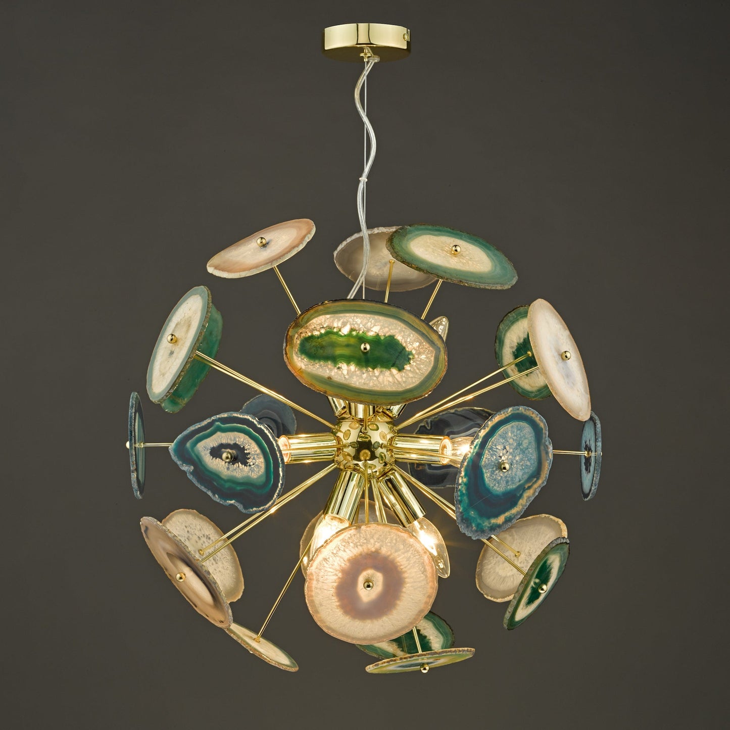 dar lighting Achates 9 Light Pendant Agate & Gold ACH1355
