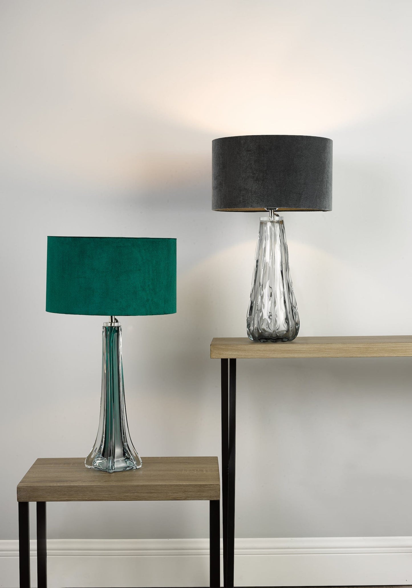 dar lighting Akavia Grey Velvet Drum Shade 35cm AKA6539