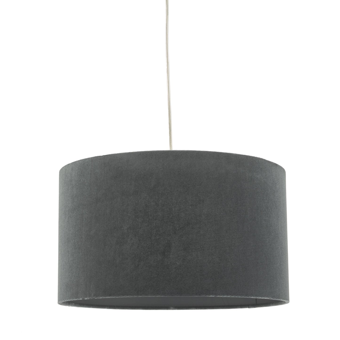 dar lighting Akavia Grey Velvet Drum Shade 35cm AKA6539