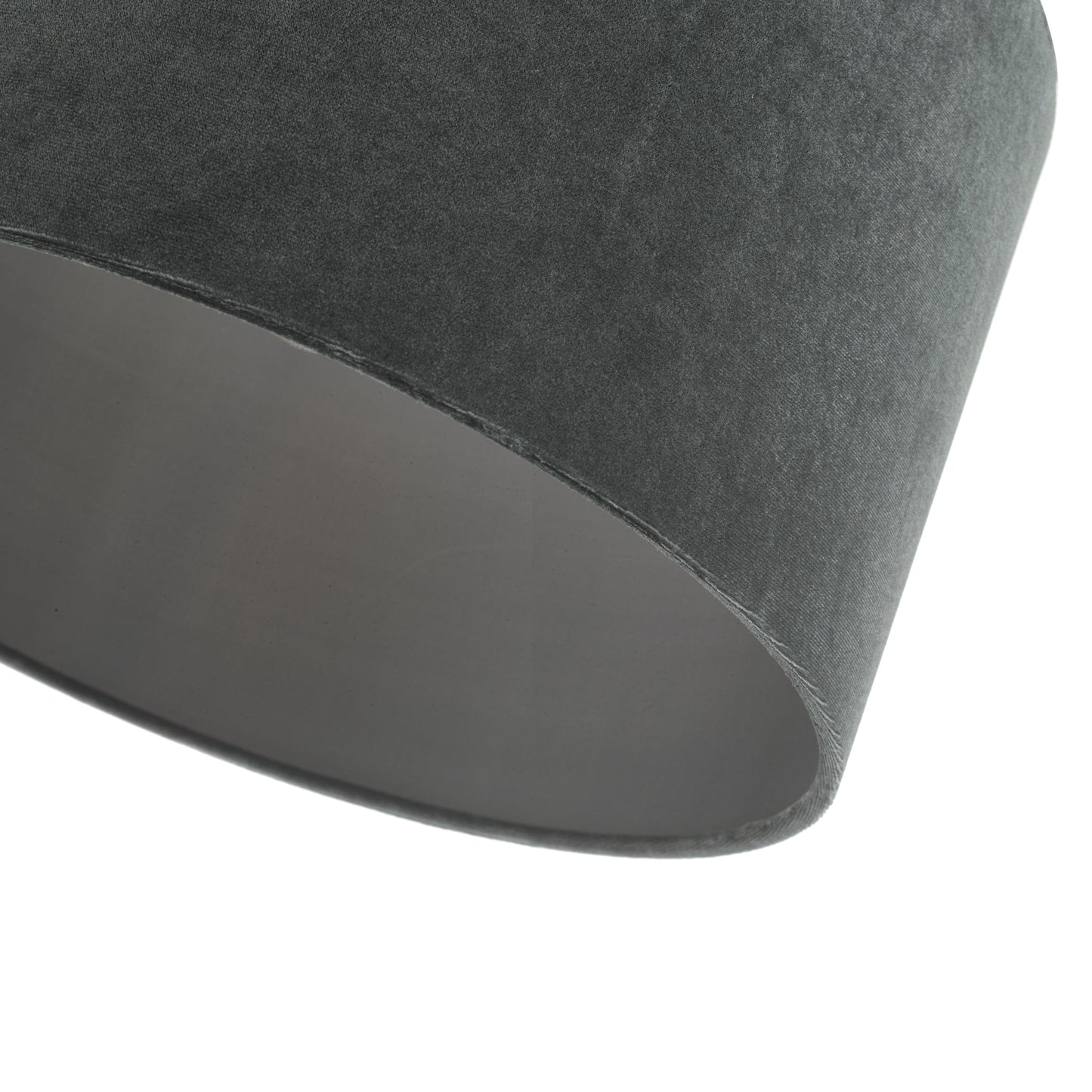 dar lighting Akavia Grey Velvet Drum Shade 35cm AKA6539