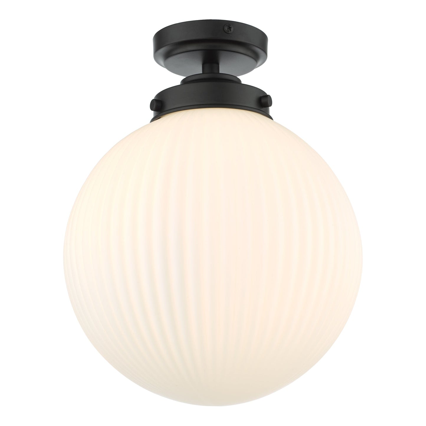 dar lighting Alrik Bathroom Flush Matt Black Opal Glass IP44 ALR0122
