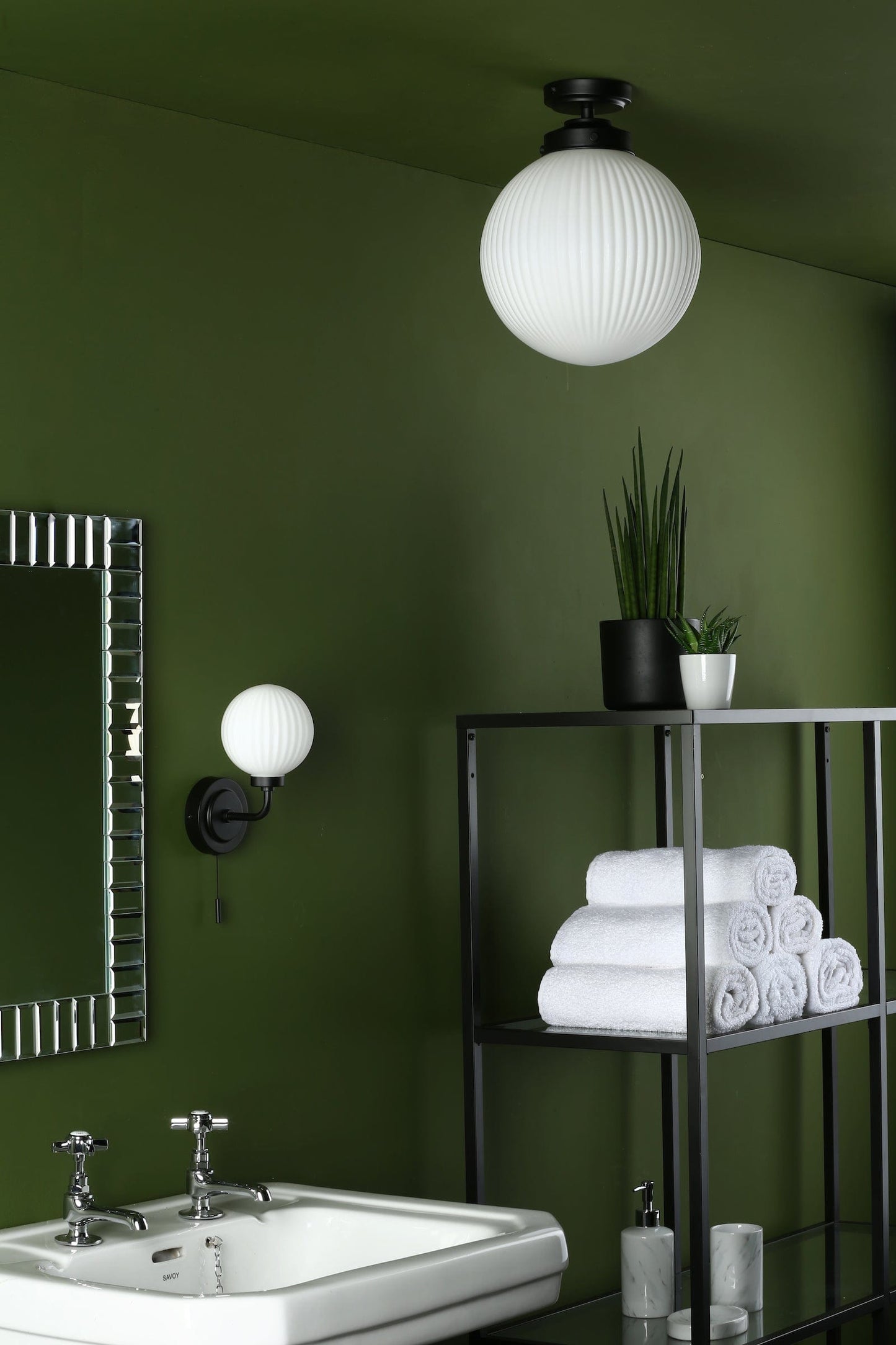 dar lighting Alrik Bathroom Flush Matt Black Opal Glass IP44 ALR0122