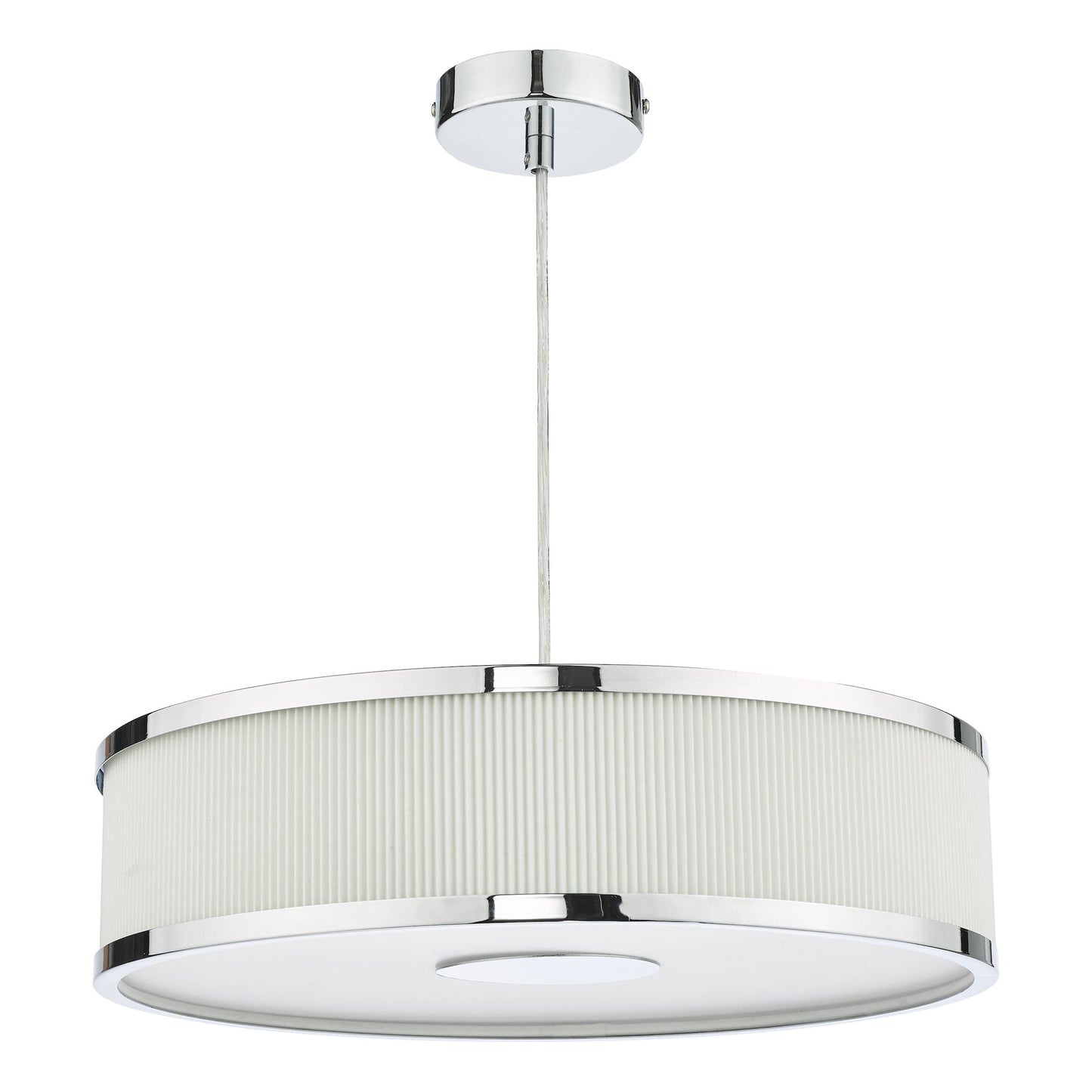 dar lighting Alvaro 3 Light Single Pendant Polished Chrome Ivory ALV1033