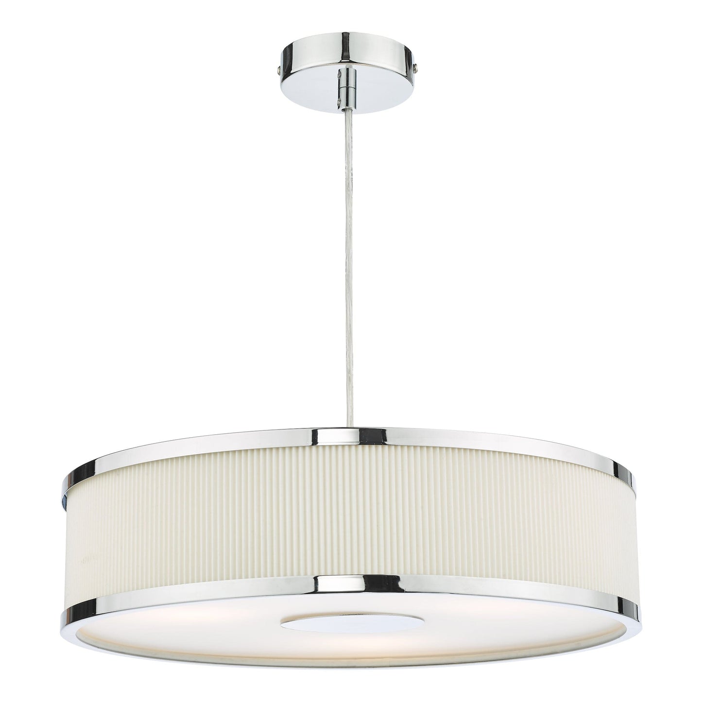 dar lighting Alvaro 3 Light Single Pendant Polished Chrome Ivory ALV1033