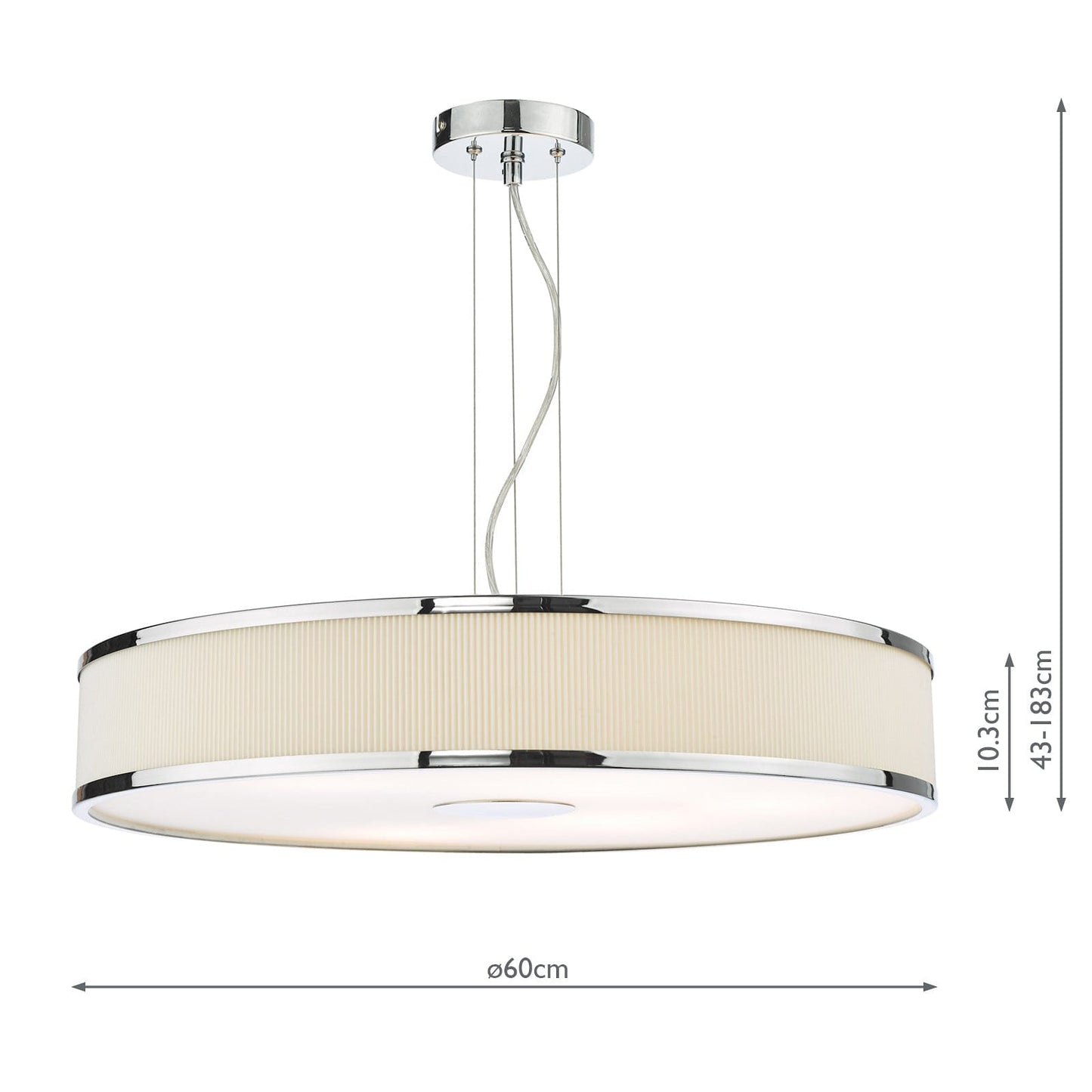 dar lighting Alvaro 6 Light Single Pendant Polished Chrome Ivory ALV1733