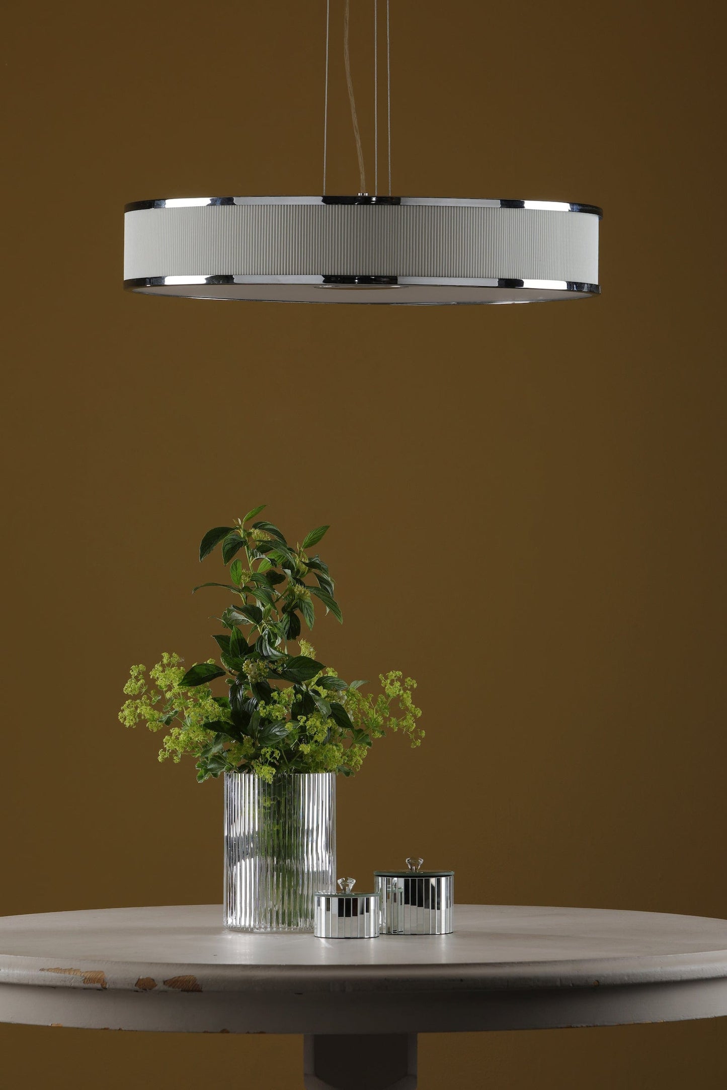 dar lighting Alvaro 6 Light Single Pendant Polished Chrome Ivory ALV1733