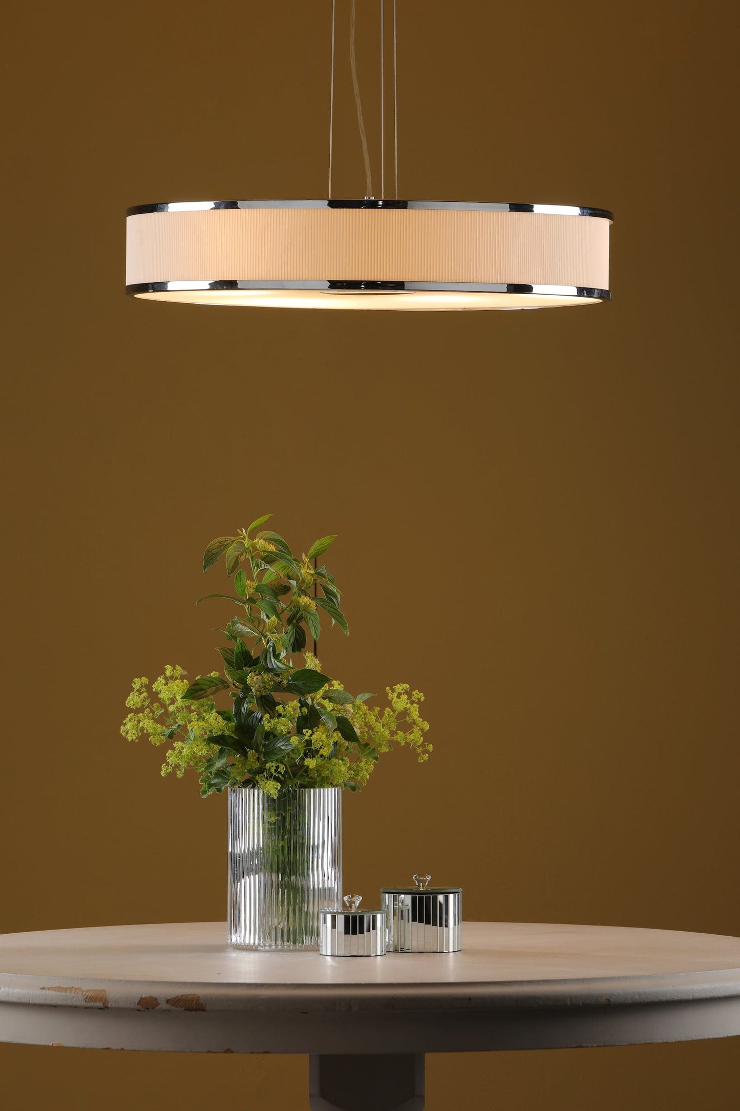 dar lighting Alvaro 6 Light Single Pendant Polished Chrome Ivory ALV1733