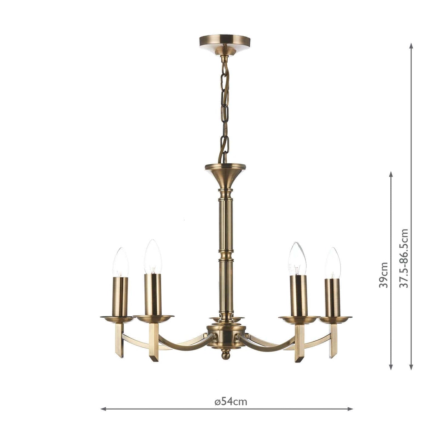 dar lighting Ambassador 5 Light Dual Mount Pendant Antique Brass AMB0575