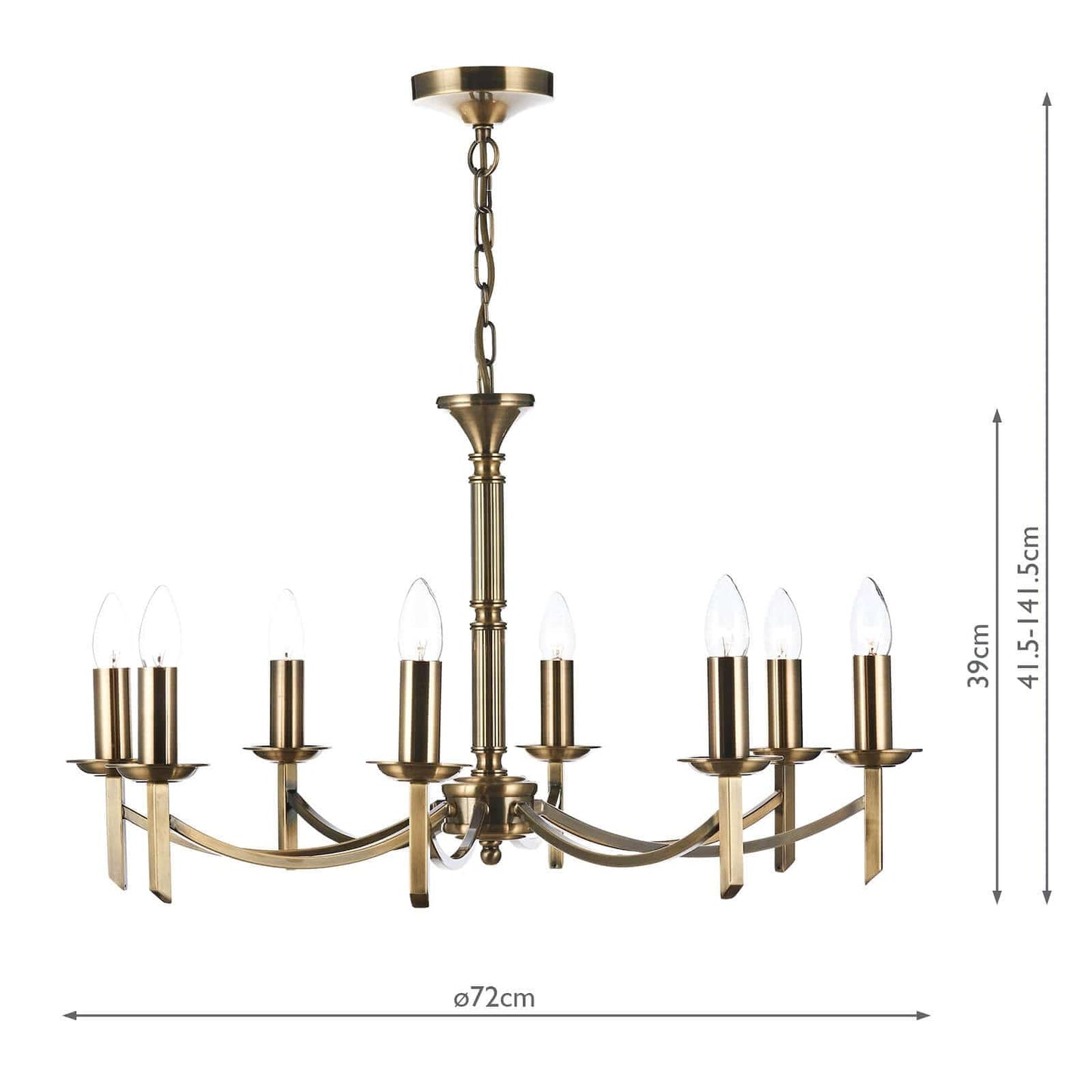 dar lighting Ambassador 8 Light Dual Mount Pendant Antique Brass AMB0875