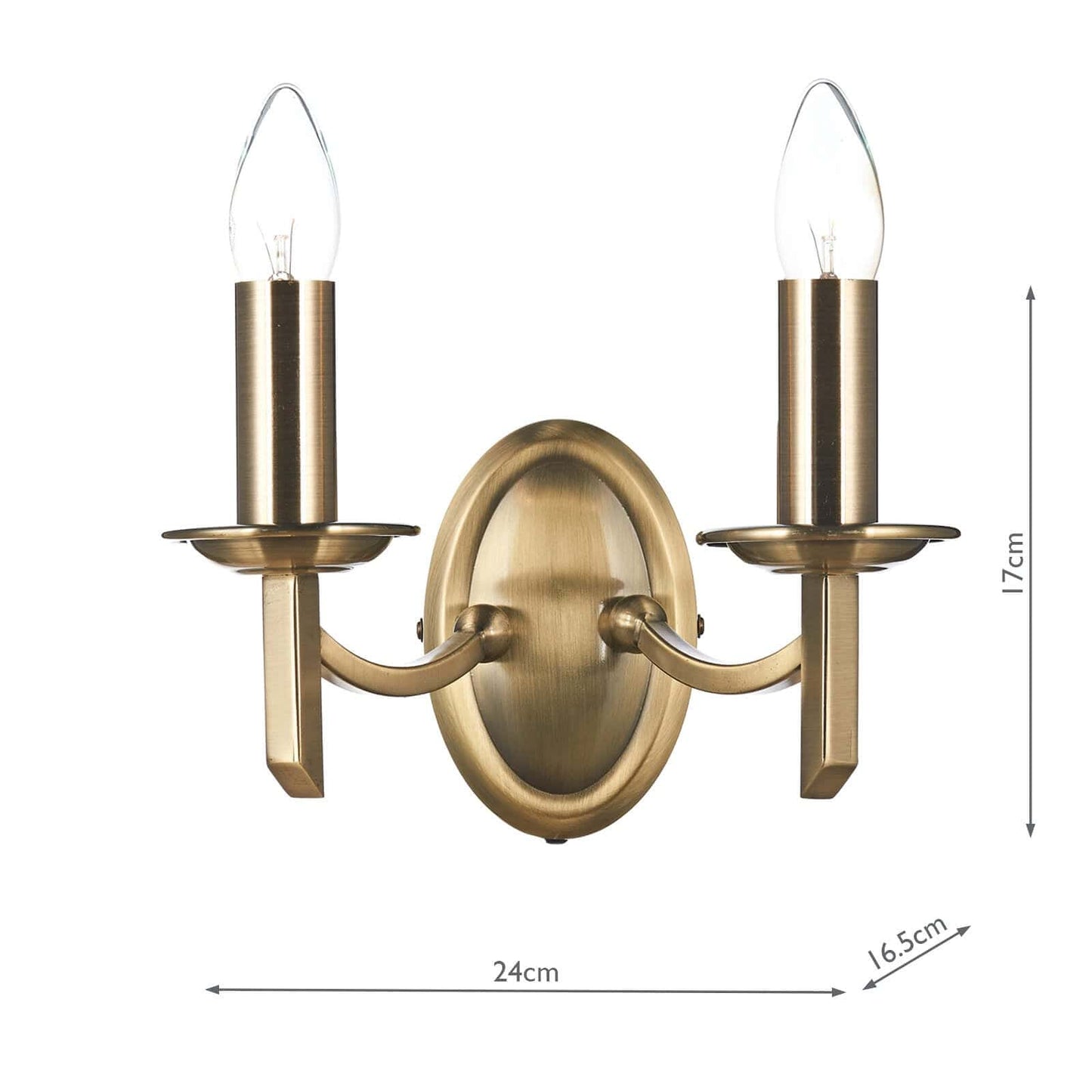 dar lighting Ambassador Double Wall Bracket Antique Brass AMB0975