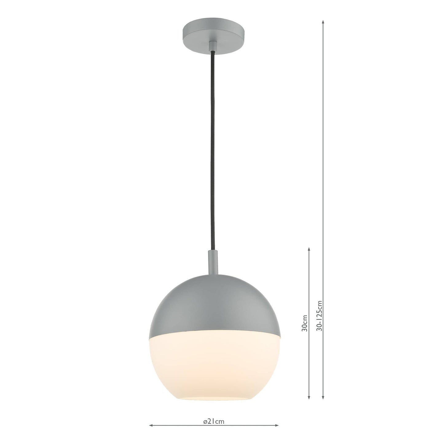 dar lighting Andre 1 Light Single Pendant Grey Opal Glass AND0139