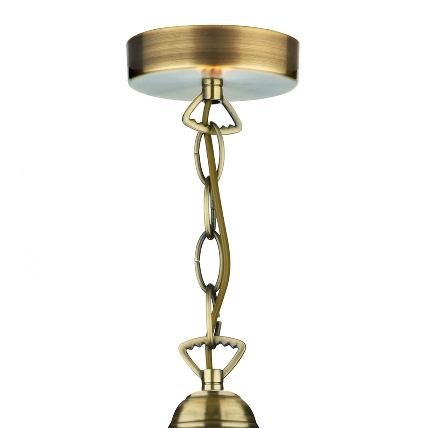 dar lighting Ardeche 1 Light Large Pendant Amber Glass & Antique Brass ARD866