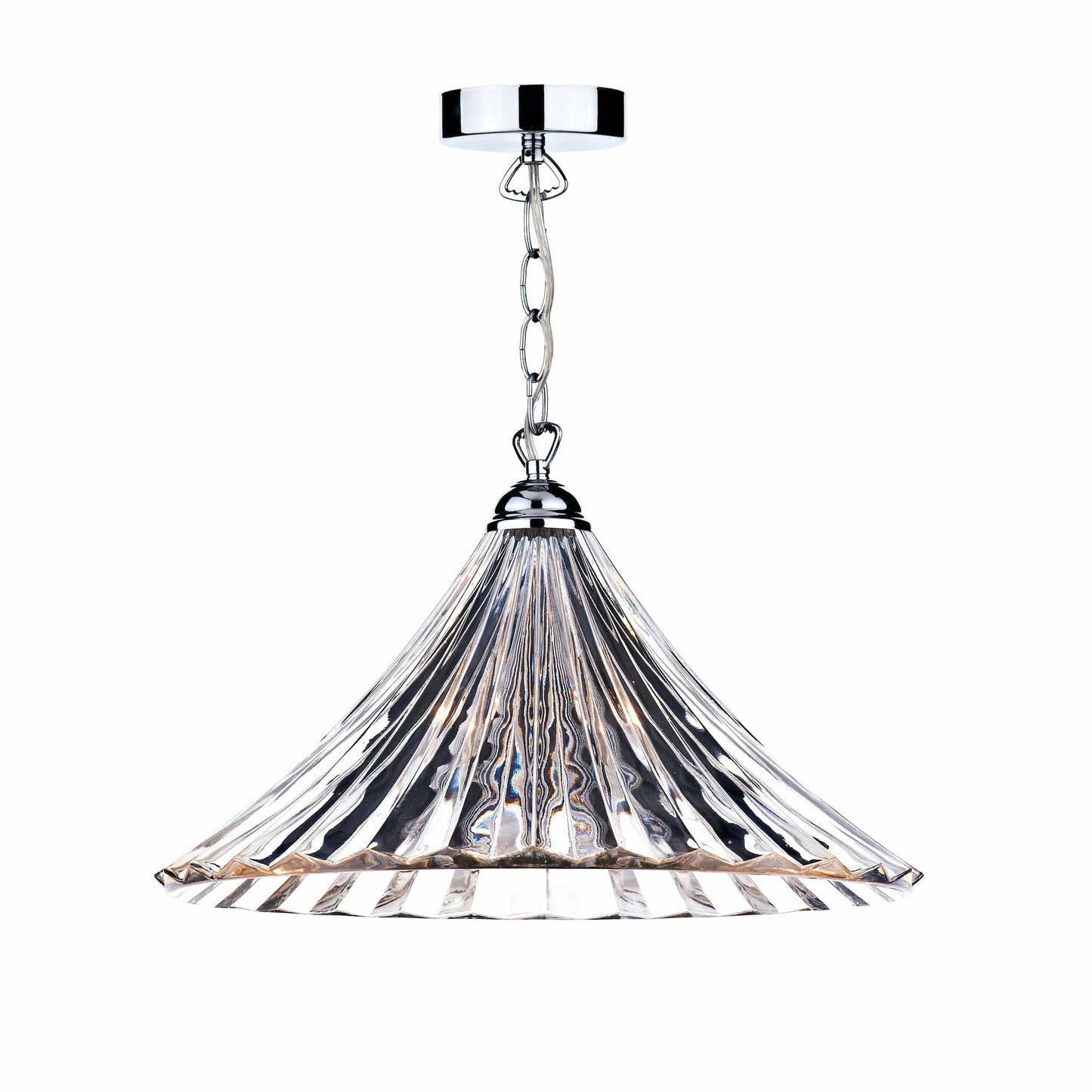 dar lighting Ardeche 1 Light Large Pendant Clear Glass Polished Chrome ARD868