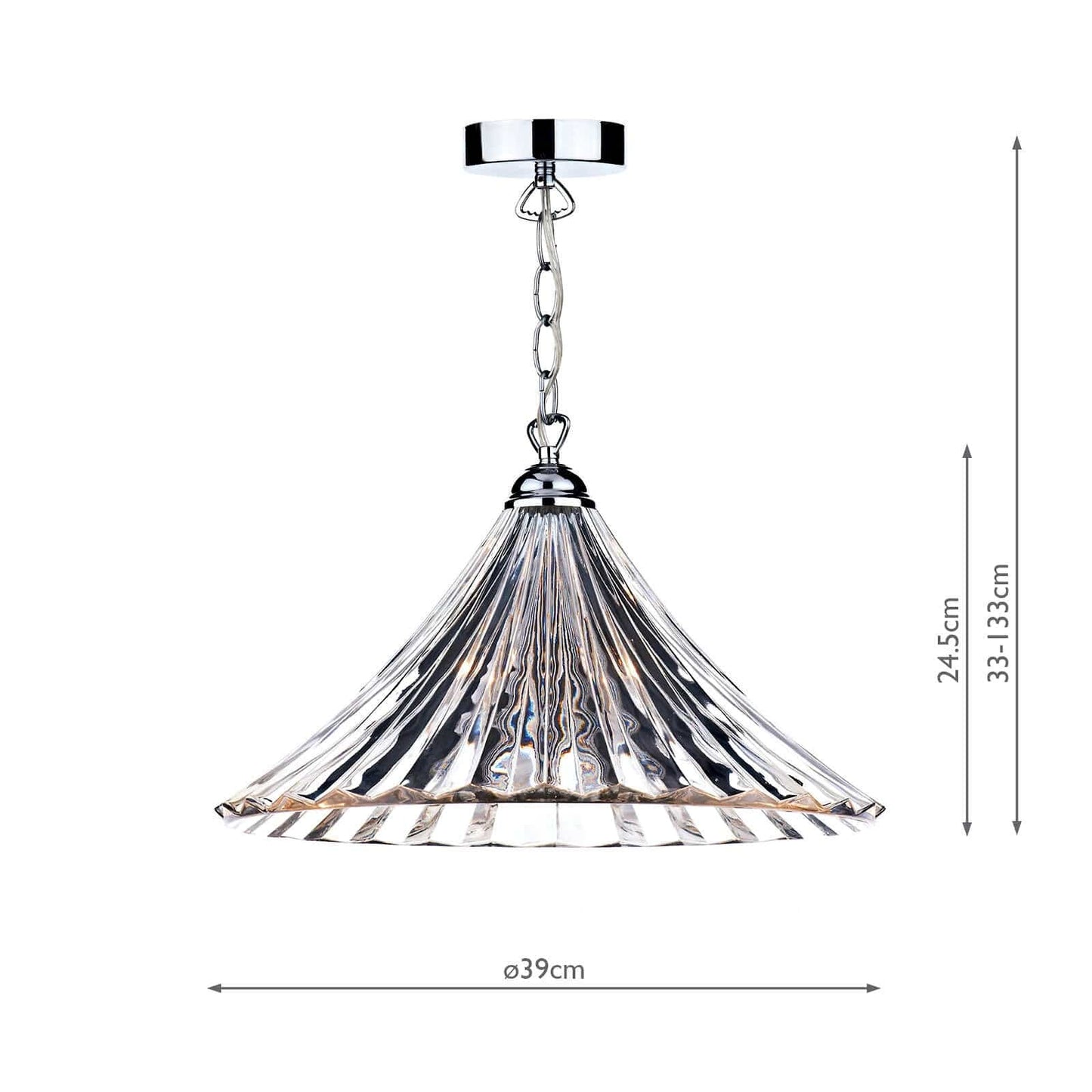 dar lighting Ardeche 1 Light Large Pendant Clear Glass Polished Chrome ARD868