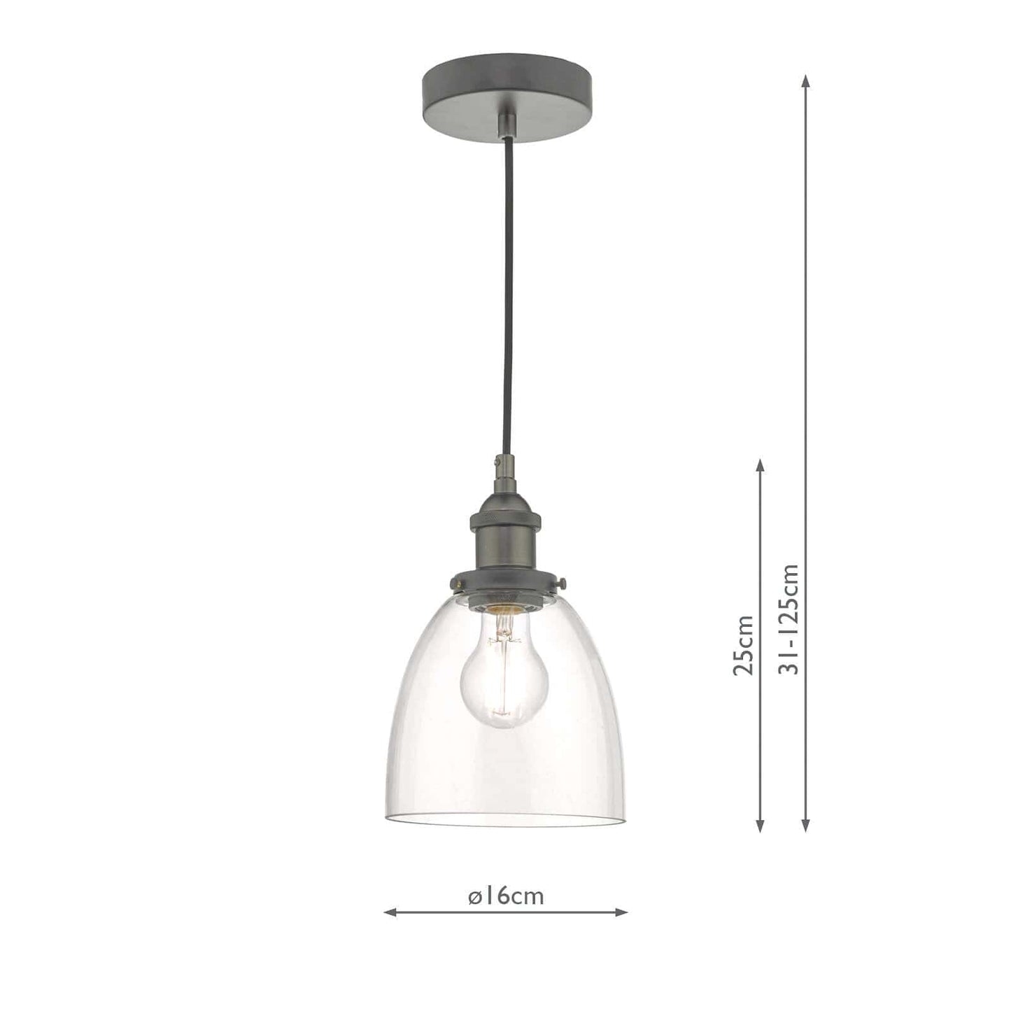 dar lighting Arvin Pendant Antique Chrome & Glass ARV0161