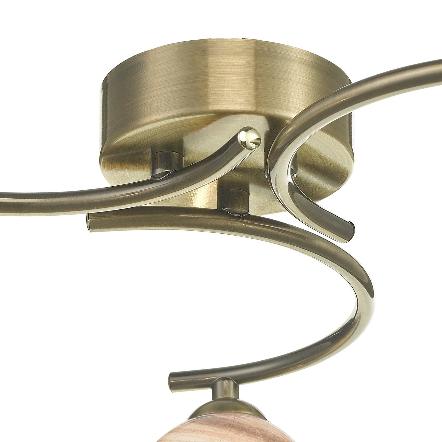 dar lighting Atiya 3 Light Semi Flush Antique Brass With Planet Style Glass ATI5375-07