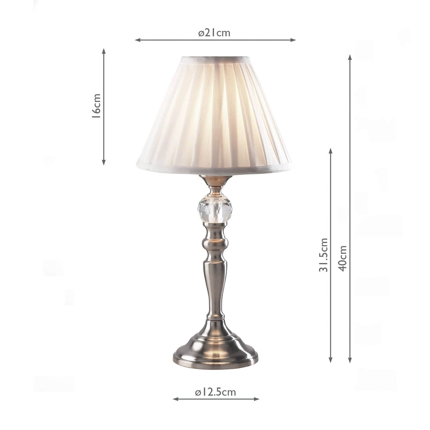 dar lighting Beau Touch Table Lamp Satin Chrome With Shade (Multipack) BEA4046