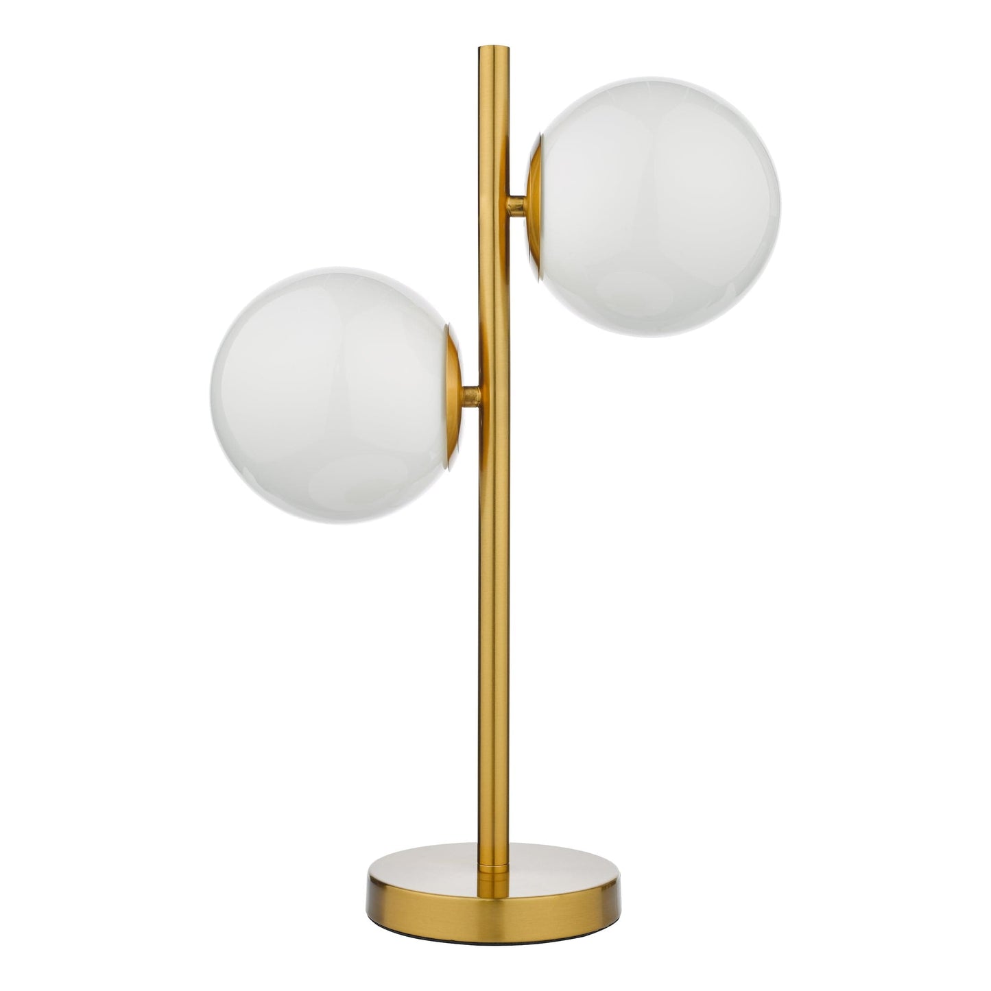 dar lighting Bombazine 2 Light Table Lamp Natural Brass Opal Glass BOM4235