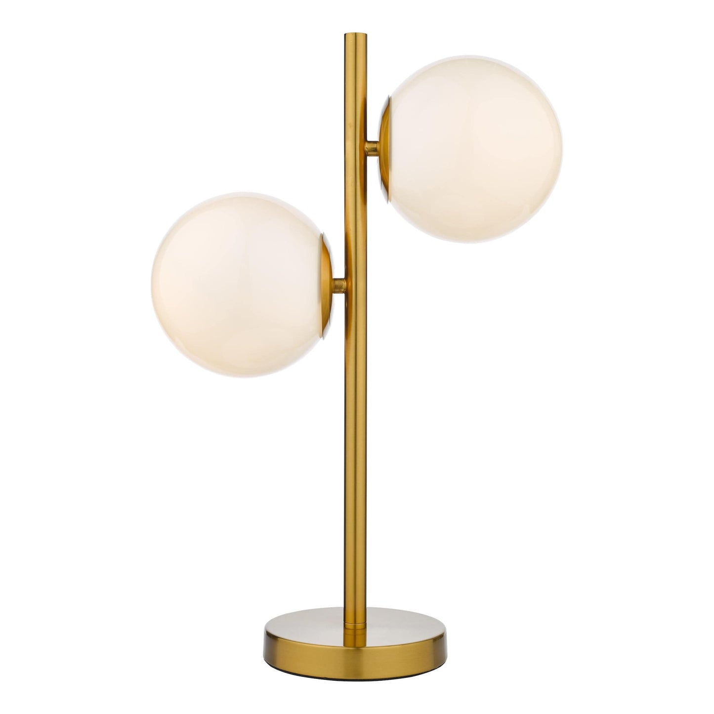 dar lighting Bombazine 2 Light Table Lamp Natural Brass Opal Glass BOM4235