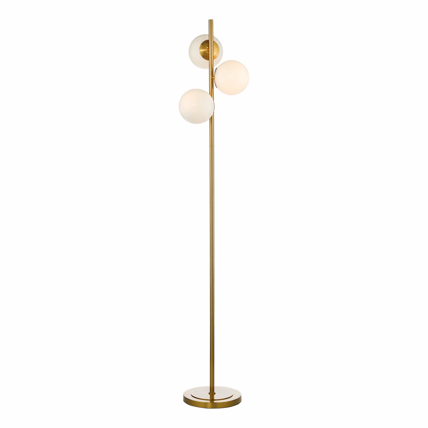 dar lighting Bombazine 3 Light Floor Lamp Natural Brass Opal Glass BOM4935