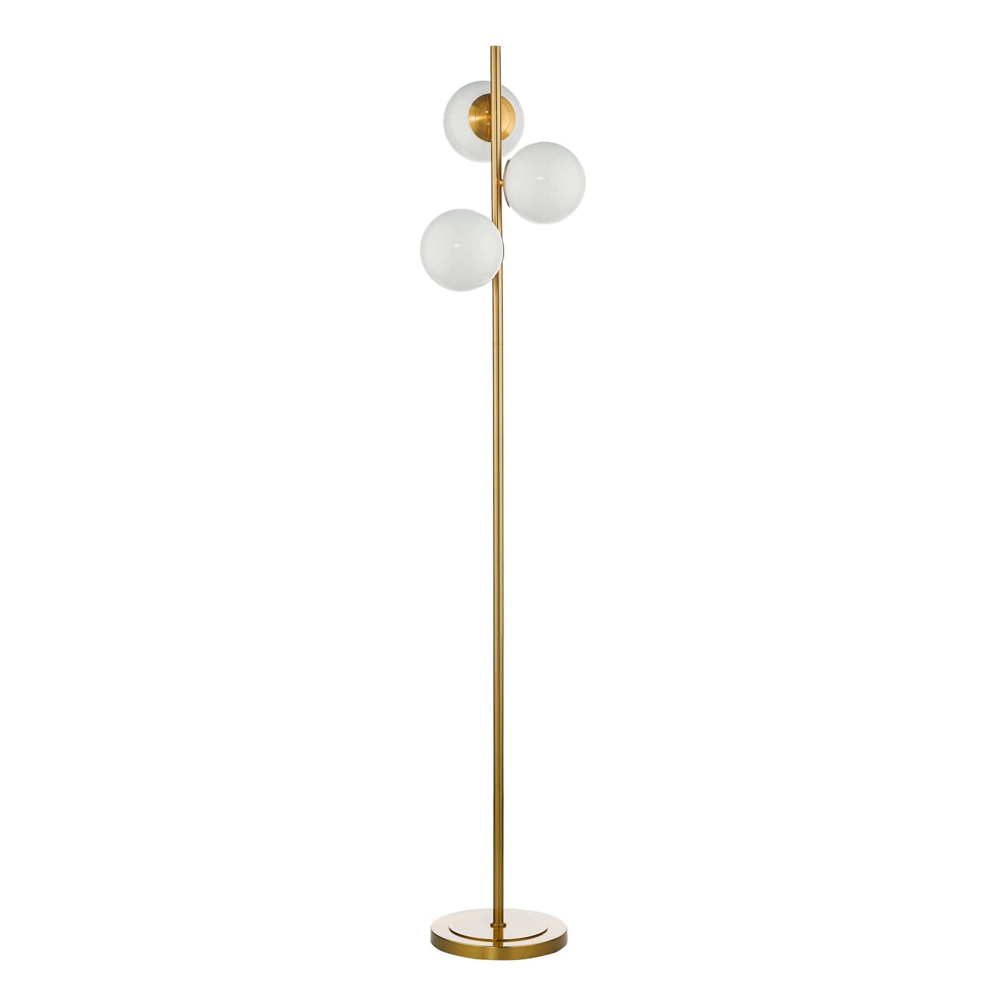 dar lighting Bombazine 3 Light Floor Lamp Natural Brass Opal Glass BOM4935