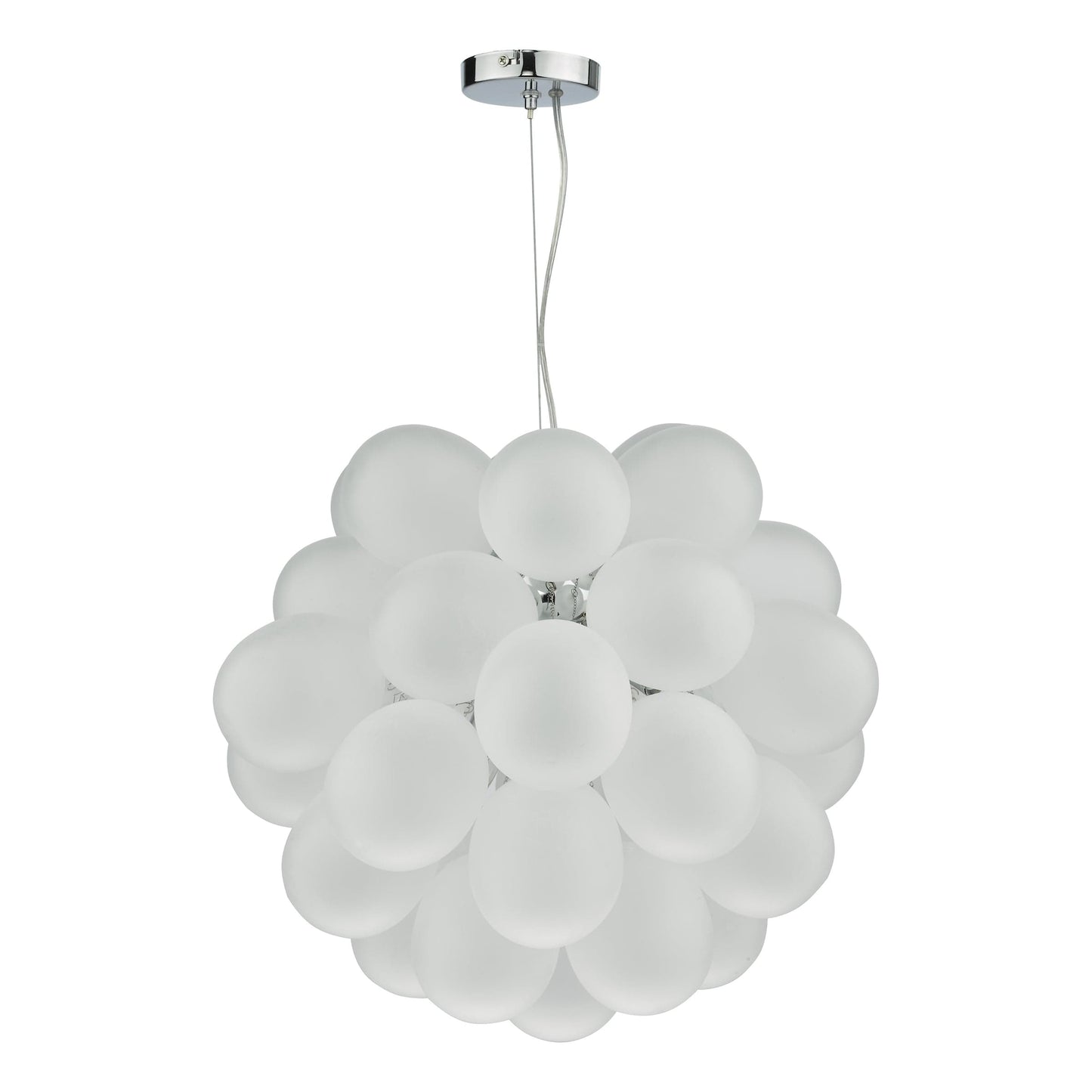 dar lighting Bubbles 6 Light Pendant Polished Chrome Frosted Glass BUB0602