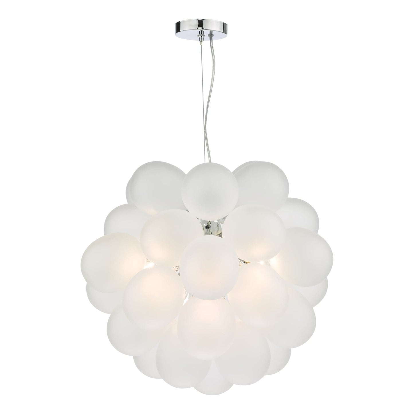 dar lighting Bubbles 6 Light Pendant Polished Chrome Frosted Glass BUB0602