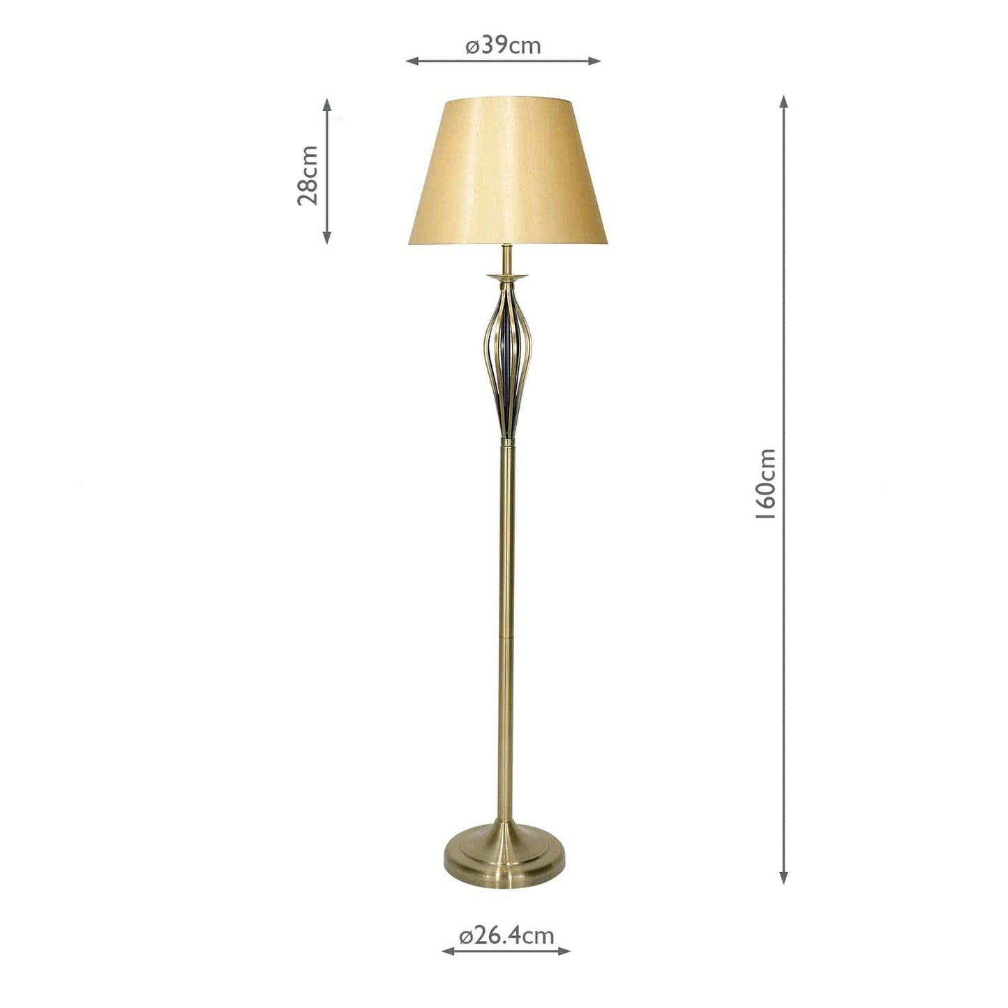 dar lighting Bybliss Floor Lamp Antique Brass With Shade (Multipack) BYB4975