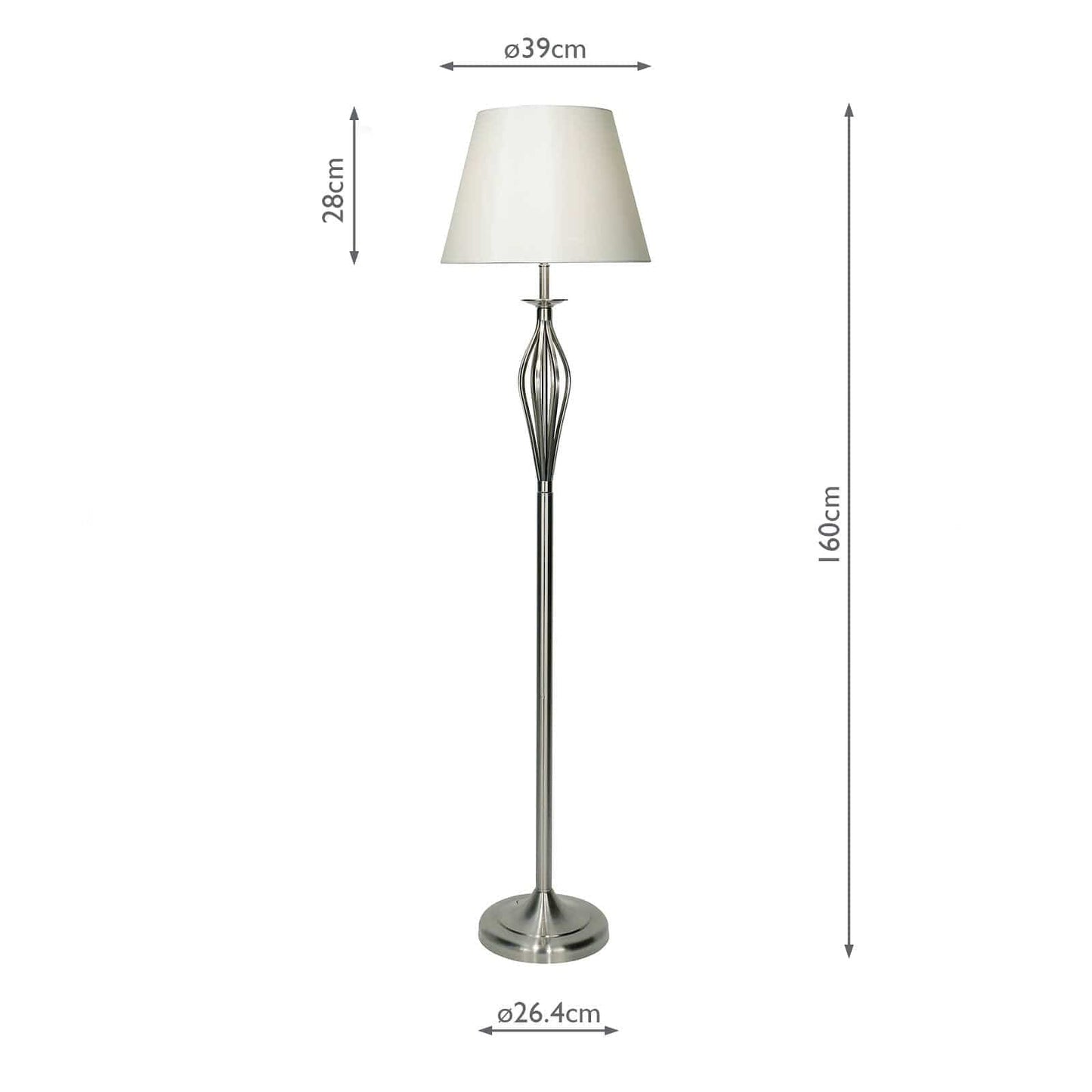dar lighting Bybliss Floor Lamp Satin Chrome With Shade (Multipack) BYB4946