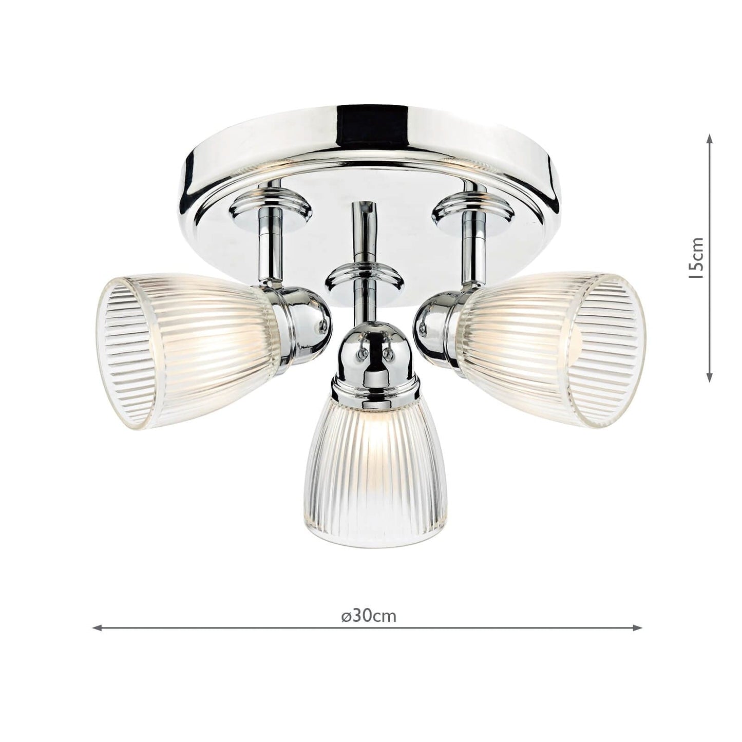 dar lighting Cedric Bathroom 3 Light Spotlight Polished Chrome Glass IP44 CED7638