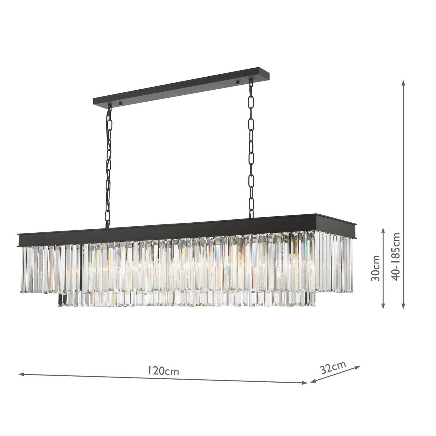 dar lighting Celeus 6 Light Bar Pendant Anthracite & Crystal CEL6422