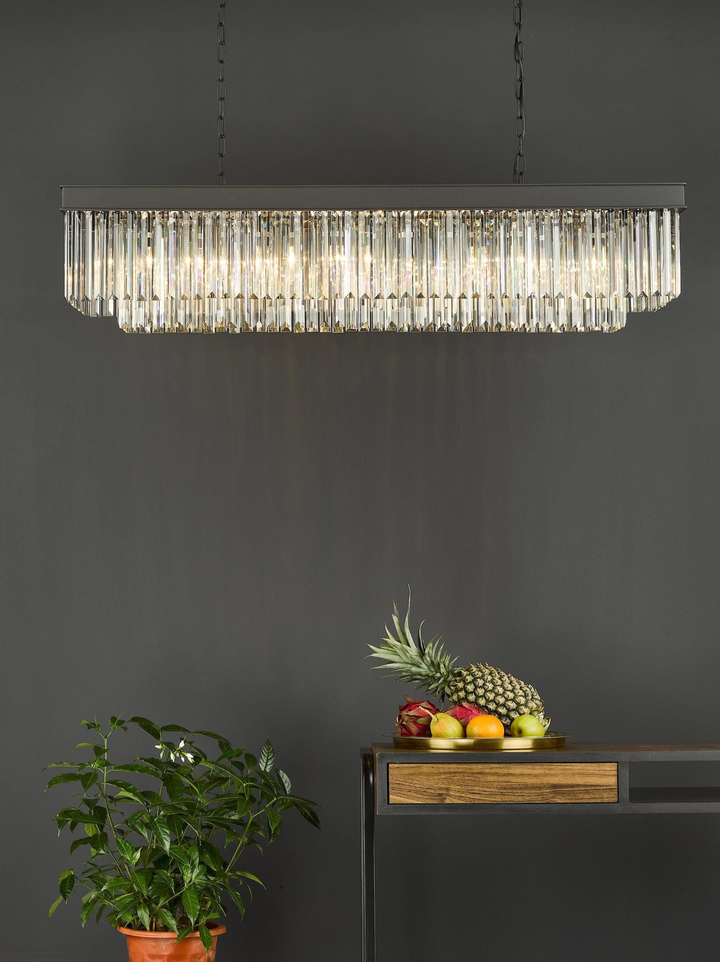 dar lighting Celeus 6 Light Bar Pendant Anthracite & Crystal CEL6422