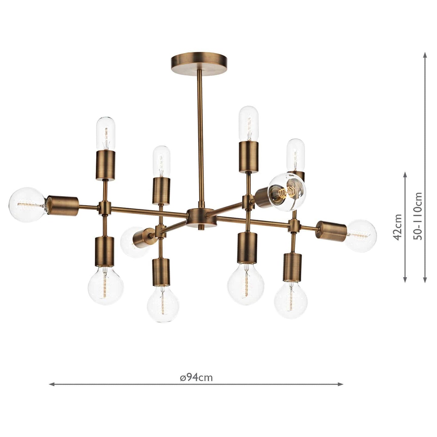 dar lighting Code 12 Light Pendant Old Gold COD1235