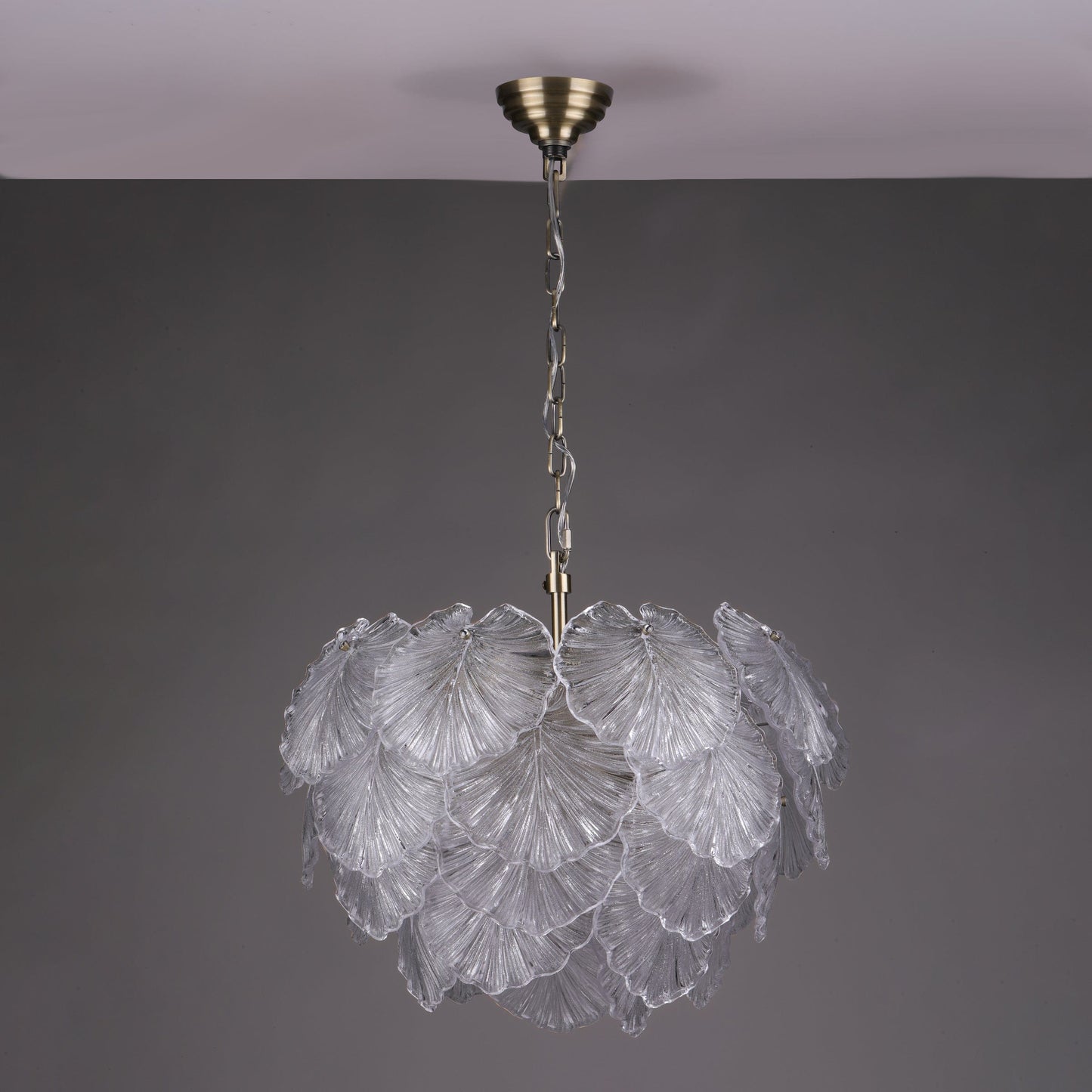 dar lighting Courtney 10 Light Pendant Textured Glass and Antique Brass COU2375