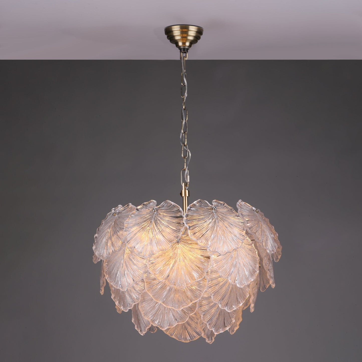 dar lighting Courtney 10 Light Pendant Textured Glass and Antique Brass COU2375