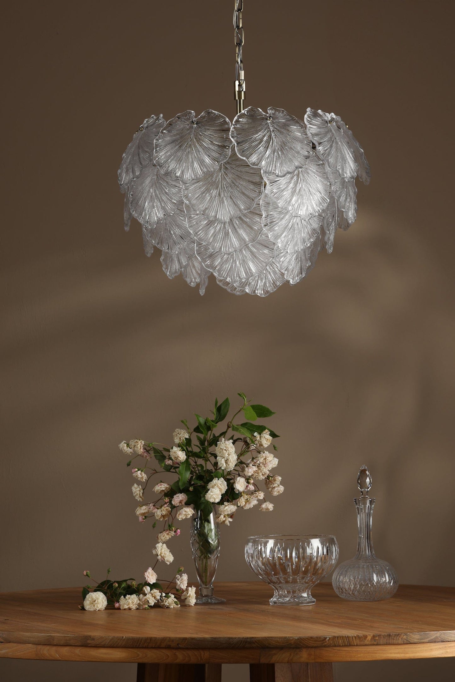 dar lighting Courtney 10 Light Pendant Textured Glass and Antique Brass COU2375