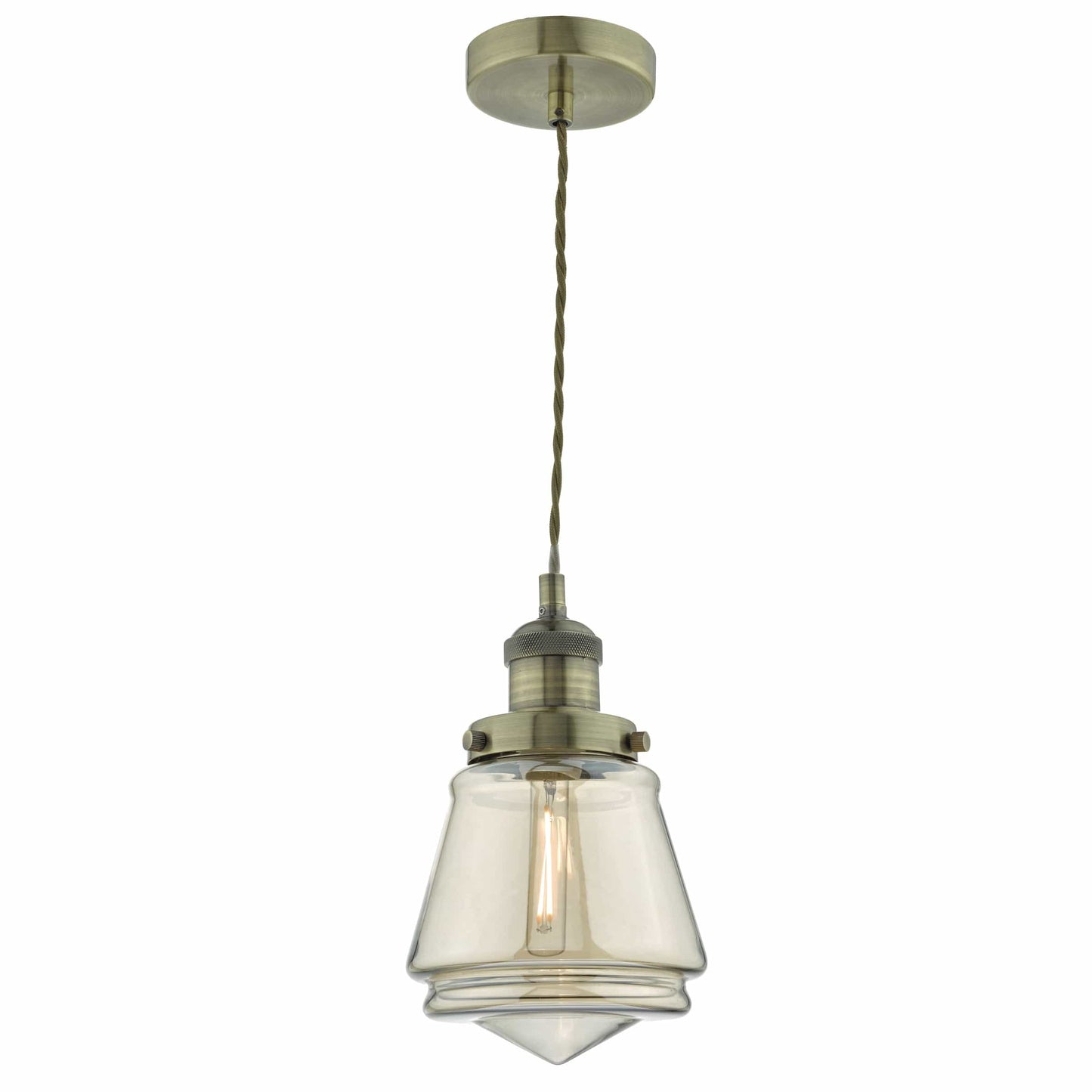 dar lighting Curtis Pendant Antique Brass & Champagne Glass CUR0175